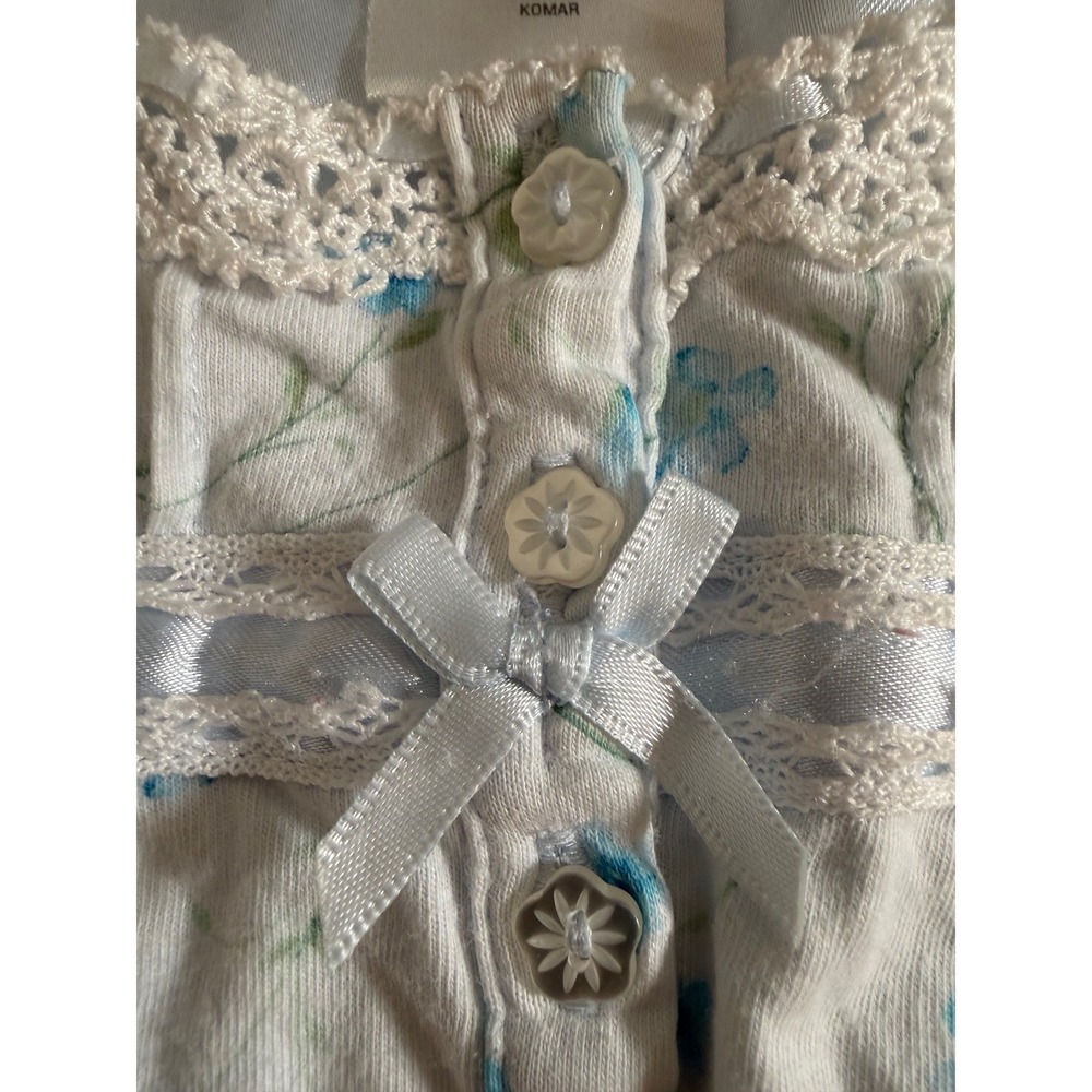 Earth Angels Womens Blue Floral Cotton Lace Trim Sleep Dress Nightgown Small - Picture 6 of 13